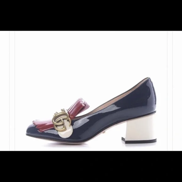 Studded Patent Gucci Marmont Pumps/Loafers - Picture 5 of 16